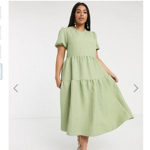 Asos Tiered Midi Prairie Quilted Dress